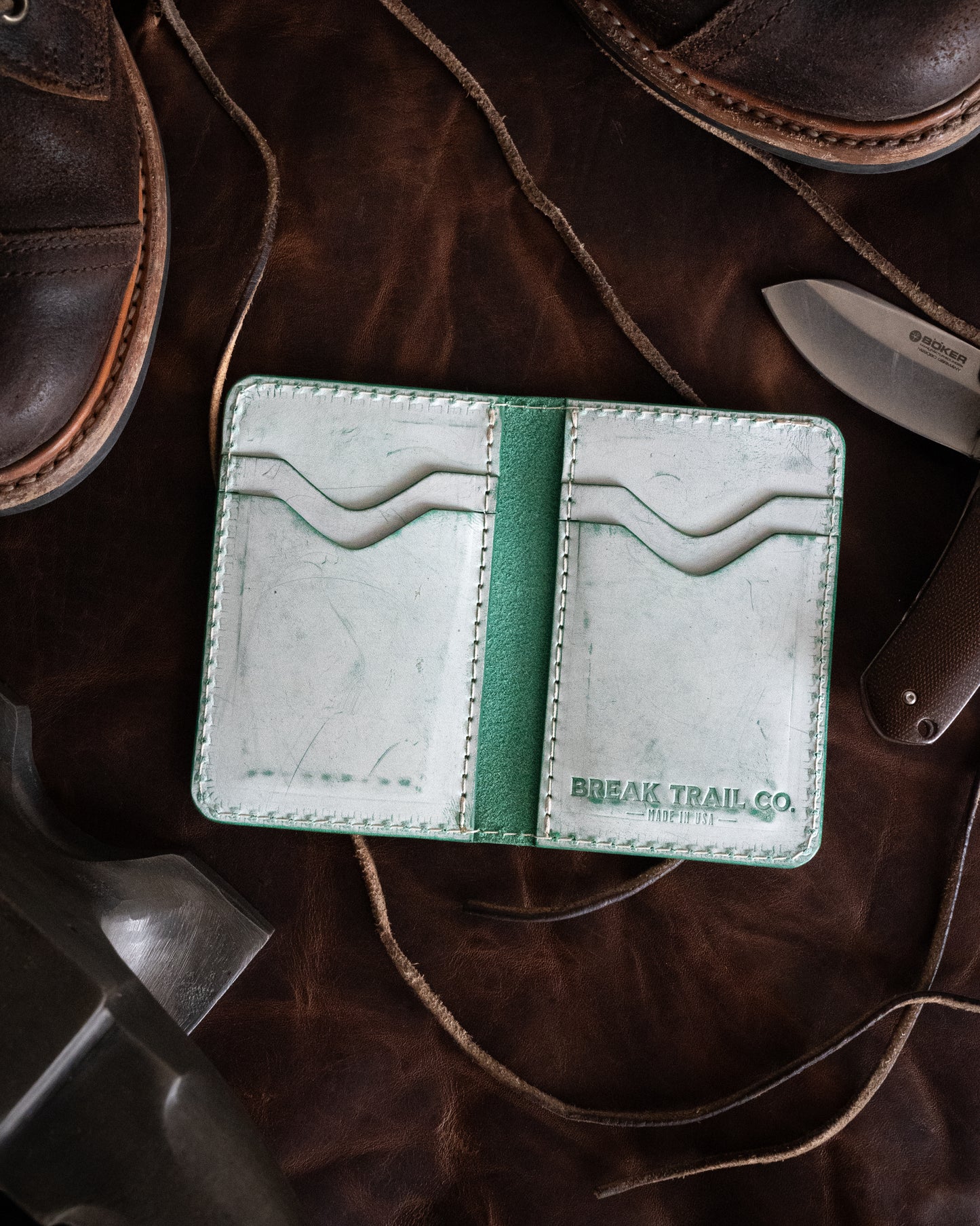 Kingsley Wallet - White Wax Green